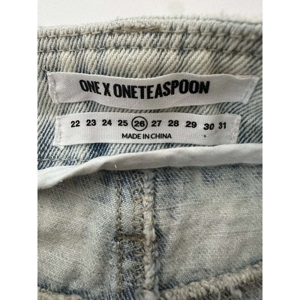 One Teaspoon Jean Shorts Womens Size 26 Blue Freaks High Rise‎ Distressed NWOT